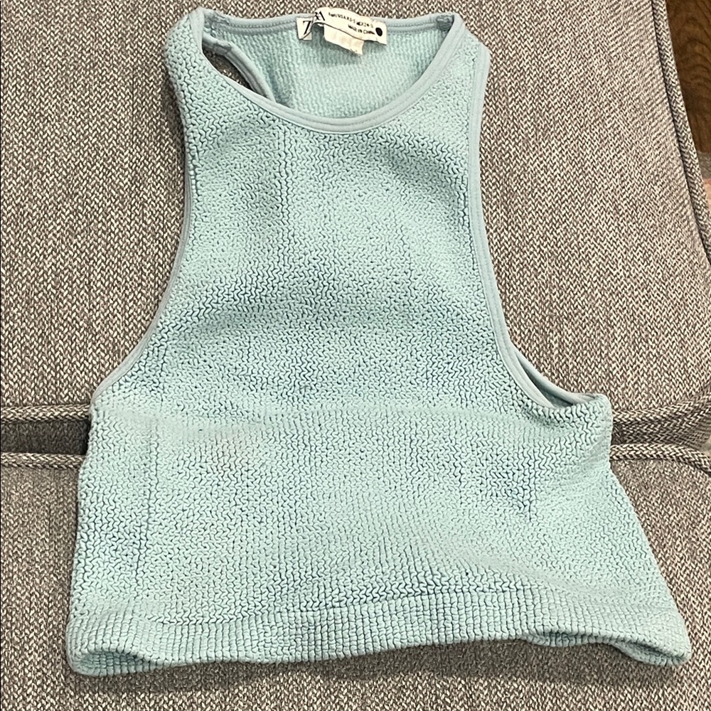 Zara Baby Blue Cropped Tank Top